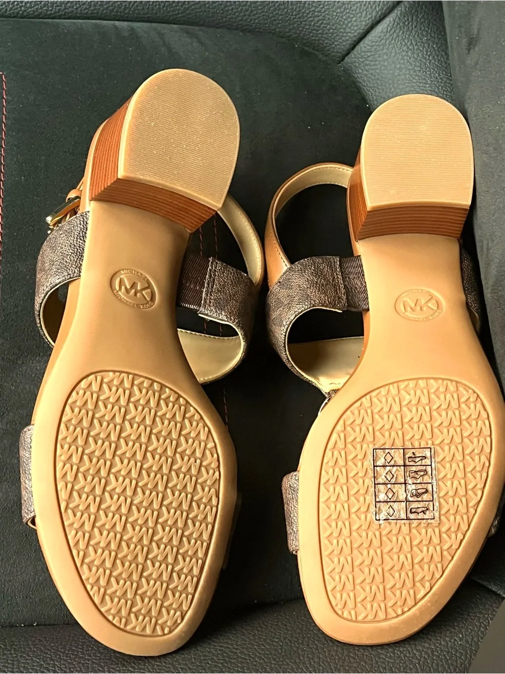 Michael Kors Brown & Tan Logo Strap Slingback Sandals